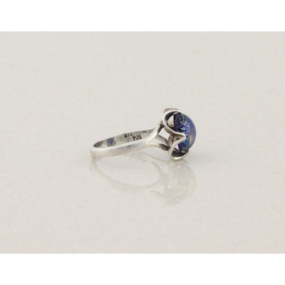 Sterling Silver Blue Foil Opal Ring Size 7 1/4 - Picture 5 of 7